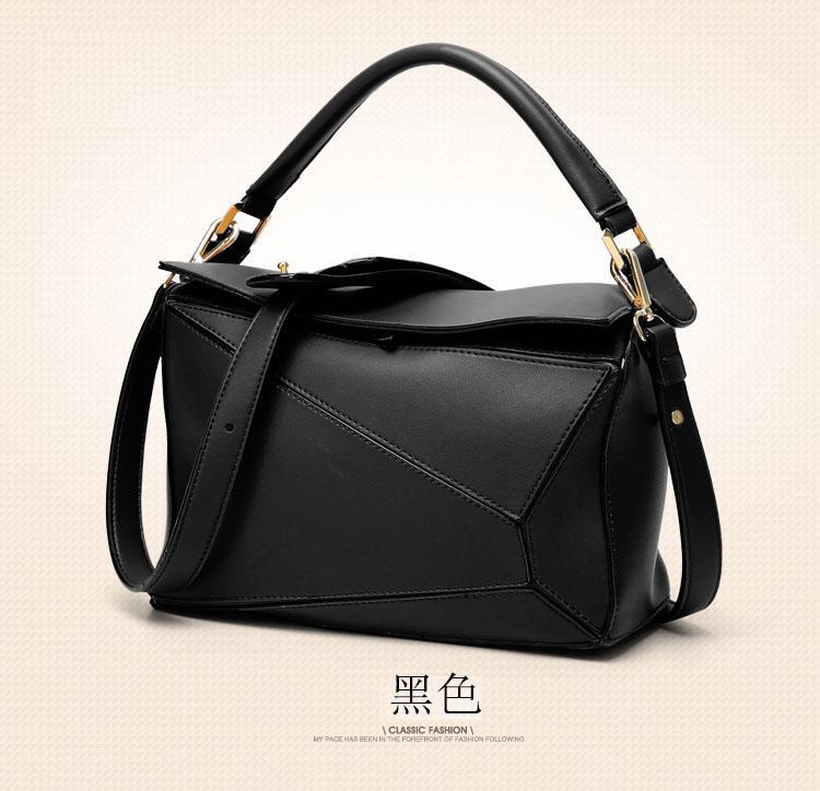  Large Shoulder Crossbody Geometric Handbag - Black